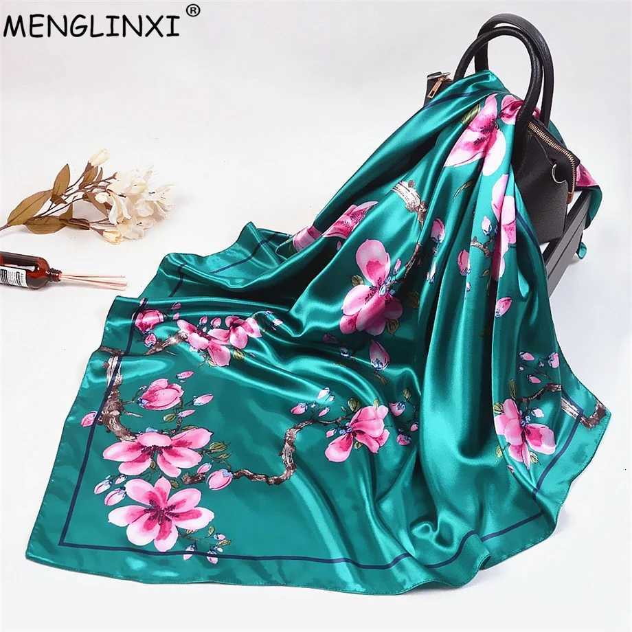 2024 Wintersweet Floral Women Silk Scarf Large Square Scarves Female Bandana Fashion Handkerchief Ladies Hijab Kerchief Scarves Z260330