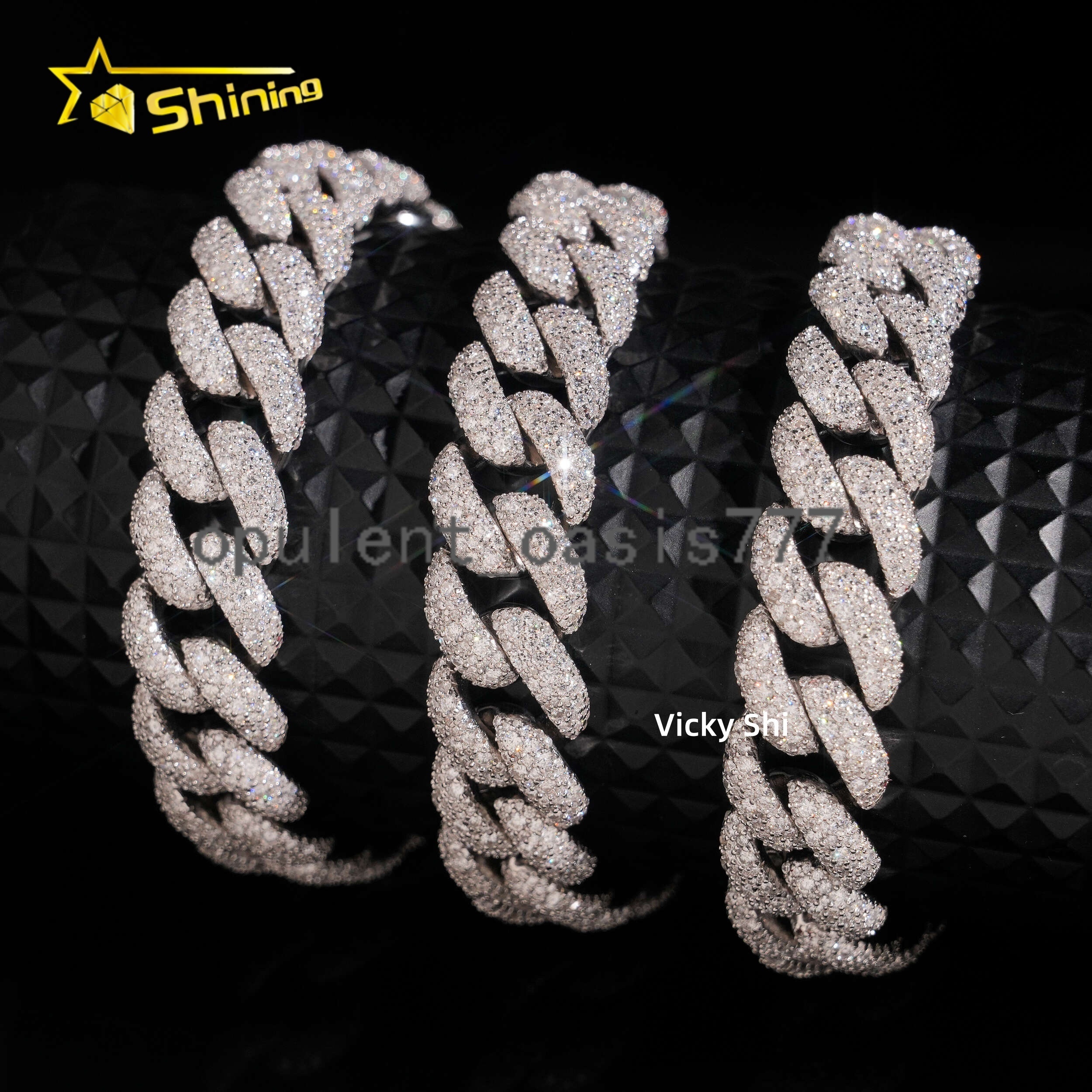 Hot Selling 14mm Mosaic Setting Cuban Link Moissanite Hip Hop Jewelry Custom Iced Out Moissanite Cuban Chain for Men