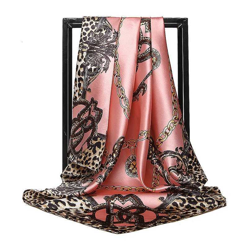 Luxury Wen Silk Scarf Square Bandana Design Brand band Fem Satin Hijab Large Shawl Wrap Lady Kerchief Chain Print New X260328