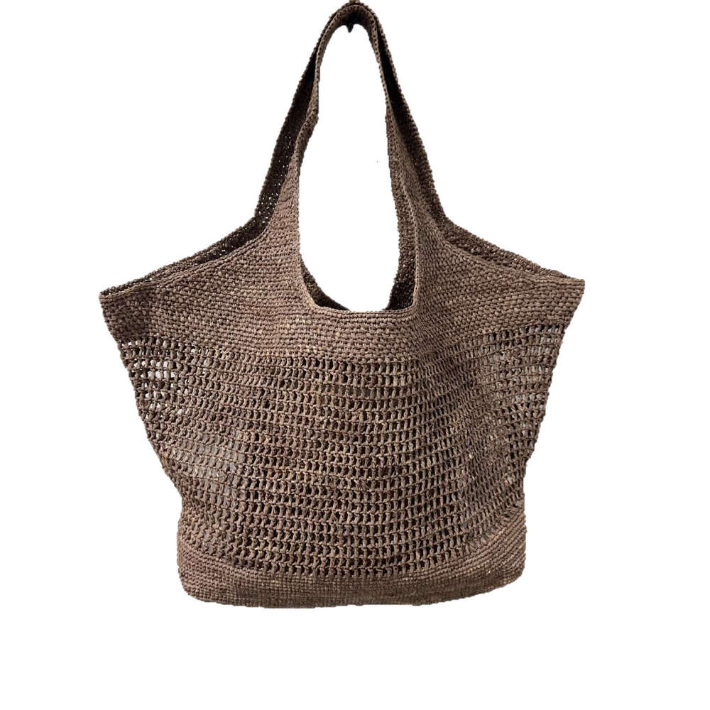 Totebag Shoulder ROSE NOIRE Raffia Handwoven For Women French Style Vacation Beach Casual Tote Large Capacity Handbag Bag