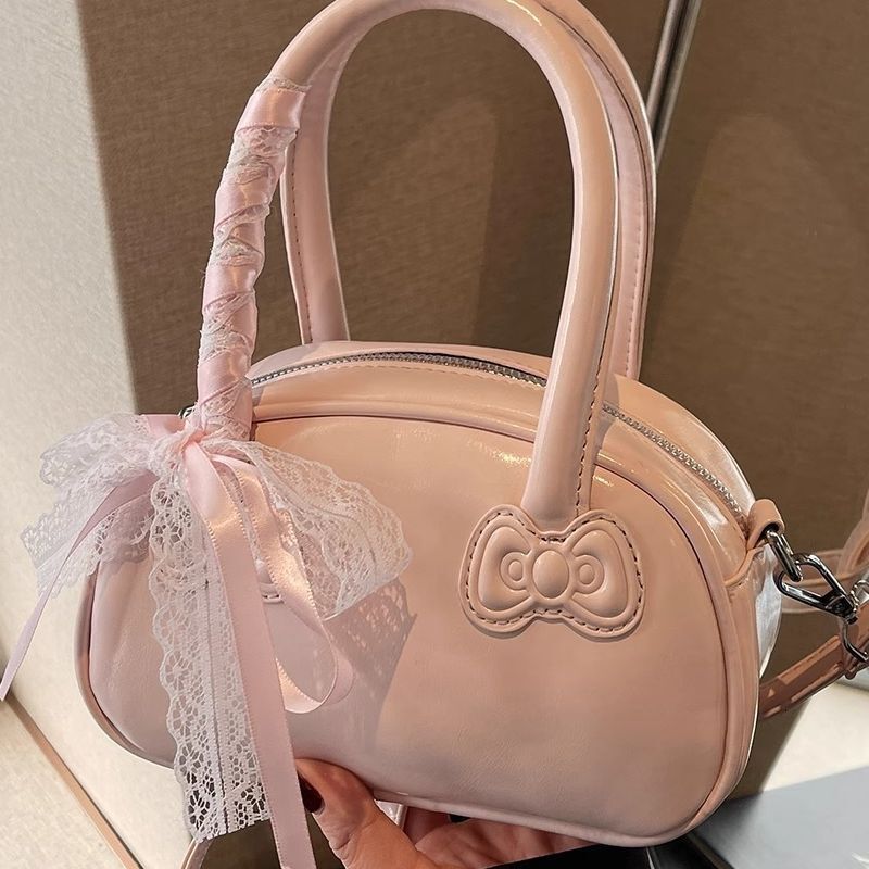 Korean Handheld Red for Women 2025 New Trendy Fashion Small Square Versatile Ins Style Crossbody Bowling Bag