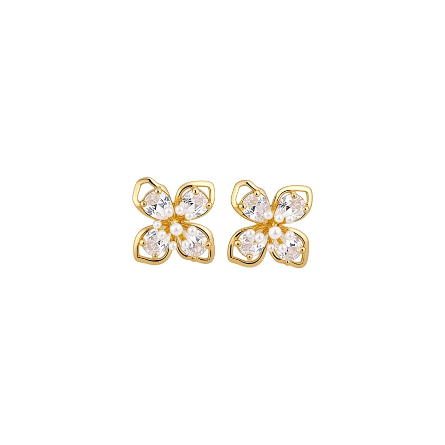 Elegant Four Leaf Hollow Flower Earrings - Niche Style Jewelry for Women - view 9
