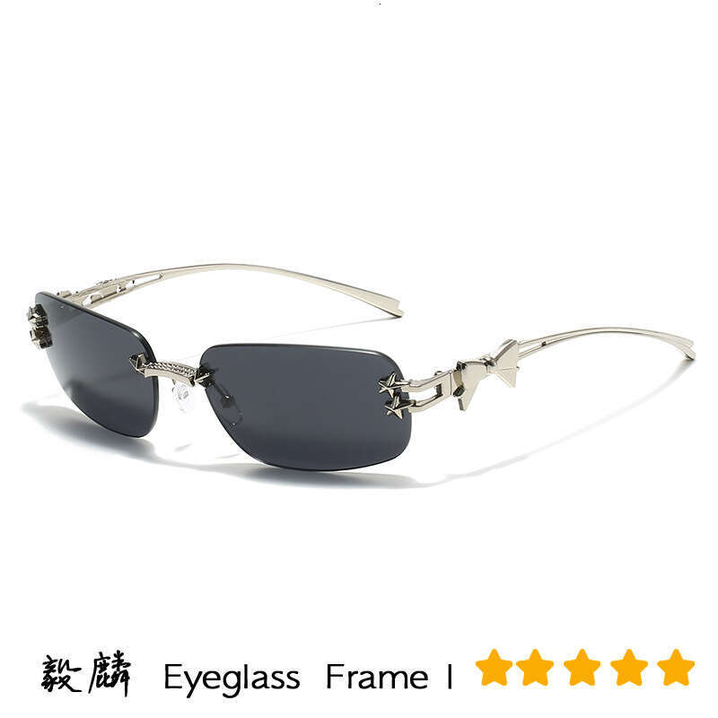 Fashion High-End Frameless Women's Star Rhinestone Hot Girl Style Y2k Millennium Sunglasses Bowknot Glasses