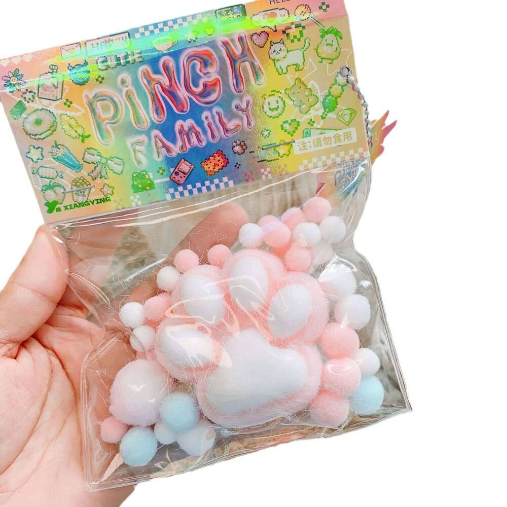 Dropshipping Fidget Mini Squishy Toys Kawaii Plush Soft Cat Paw Transparent Silicone Cube Stress Relief Squeeze Toy