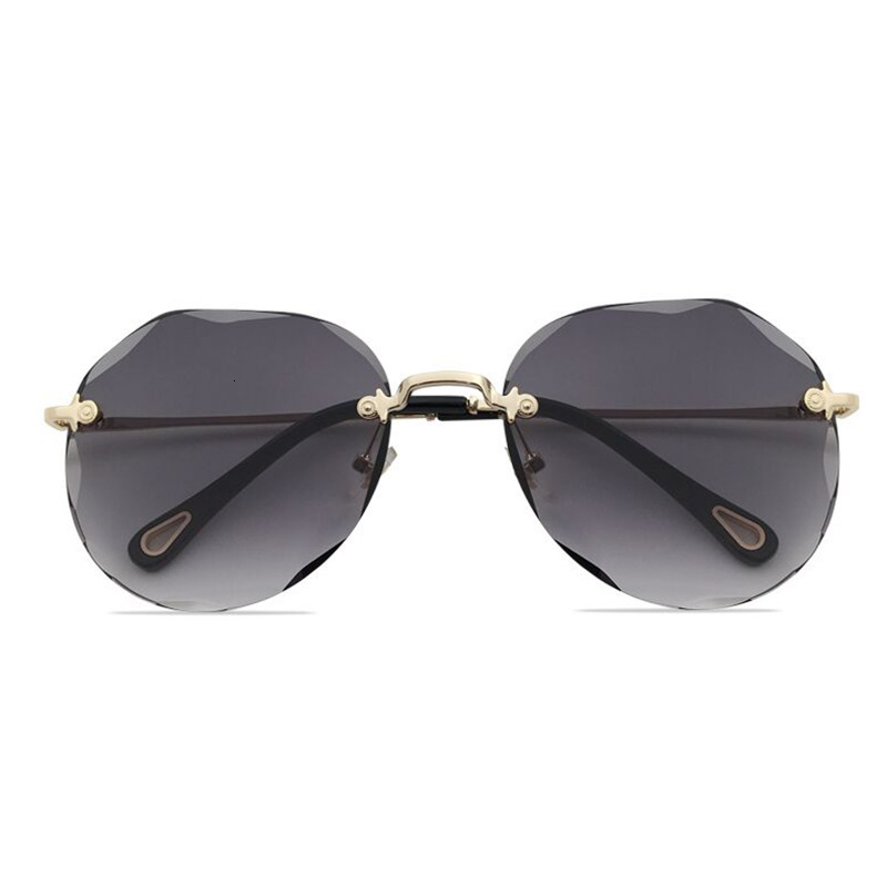 Fashionable Frameless Women's Designer Sunglasses Luxury Accessories Internet Famous Street Photography Large Frame Outdoor Sun Protection Cyclin