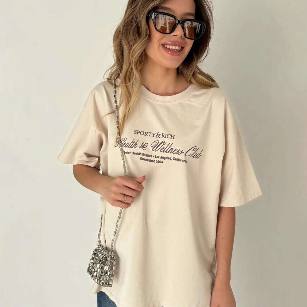 Summer New Casual Versatile Elegant Cotton Short Sleeve T Shirt Lazy Style Fun Commuter Top Ins