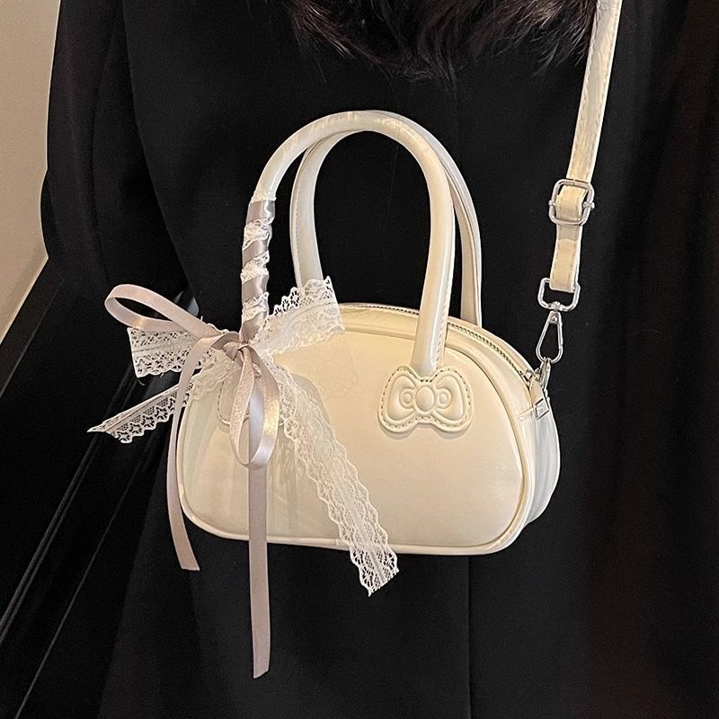 Korean Handheld Red for Women 2025 New Trendy Fashion Small Square Versatile Ins Style Crossbody Bowling Bag