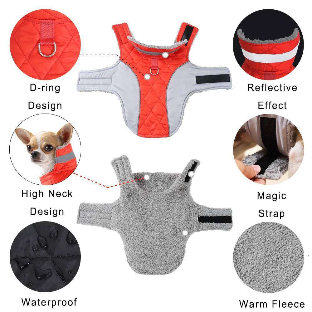Windproof Big Pet Dog Jacket Coat Winter Warm Fleece Clothes For Small Large Dogs Cats Reflective Golden Retriever Pug Clothing