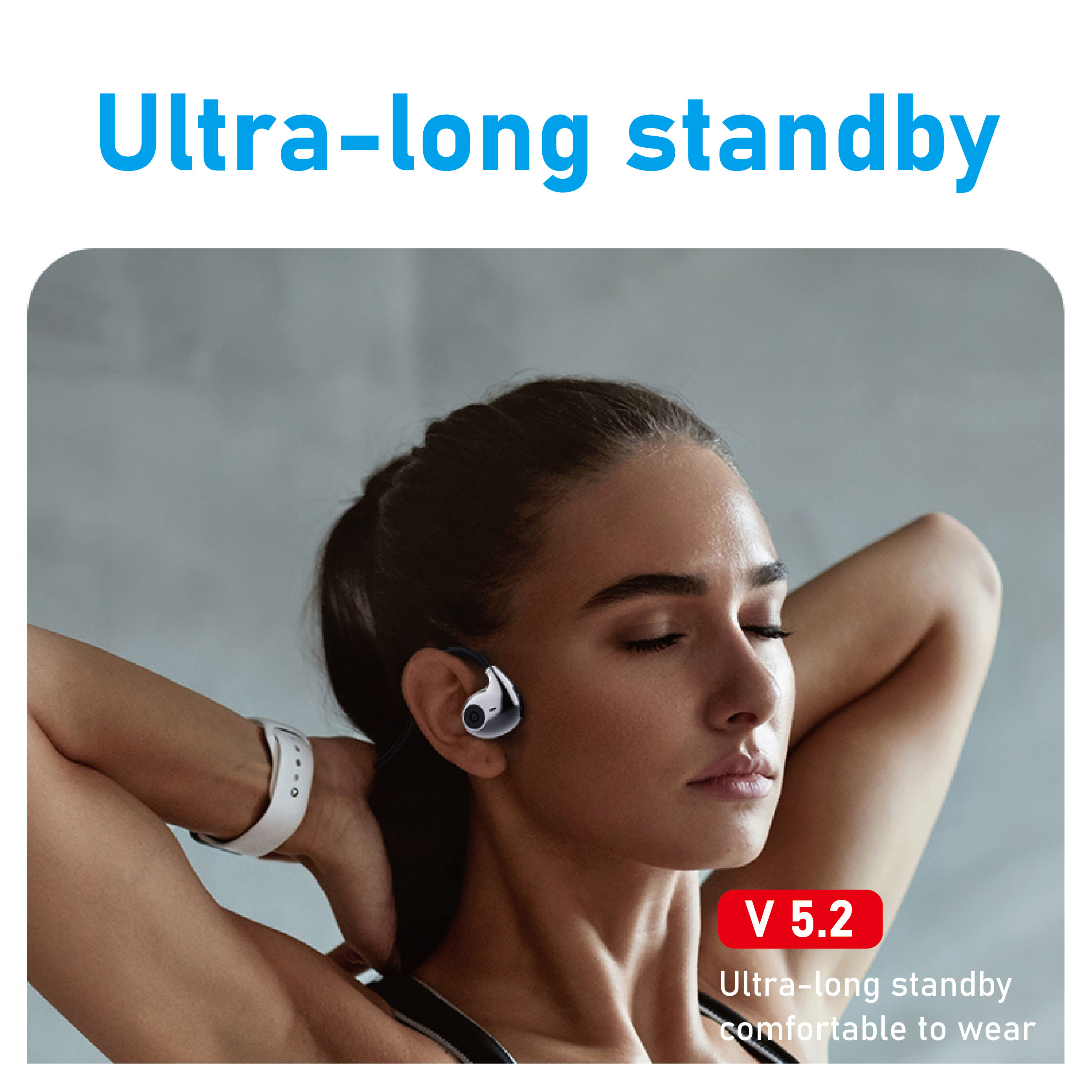 Lightweight Running Headphones BT Long Battery Wireless Neckband Headset Open Ear Sports Earphone for Cycling Gym