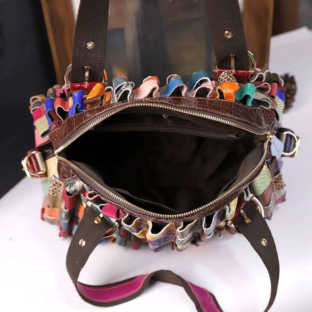2025 New Leather Women's Bag, Casual Large-Capacity Handbag, Colorful Retro Single-Shoulder Crossbody Bag For Ladies