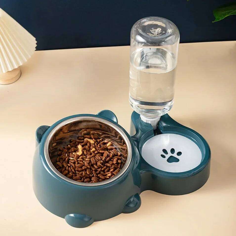 2-in-1 Dog Food Rice Pot Supplies Cat Bowl Pet Drinking Water Feeding Integration 26W0330