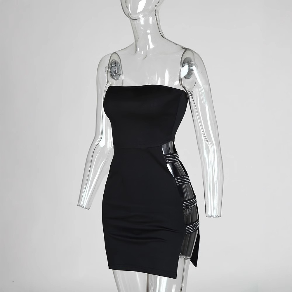 Bodycon dress with intricate cutouts strapless ultra-short dress bandage slim-fit nightclub dress