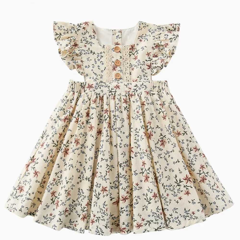 Kids Dresses for Girls Floral Flying Sleeves Casual Dresses Summer Ruffles Sweet Casual Daily Dress Toddler Casual Flower DressT260330