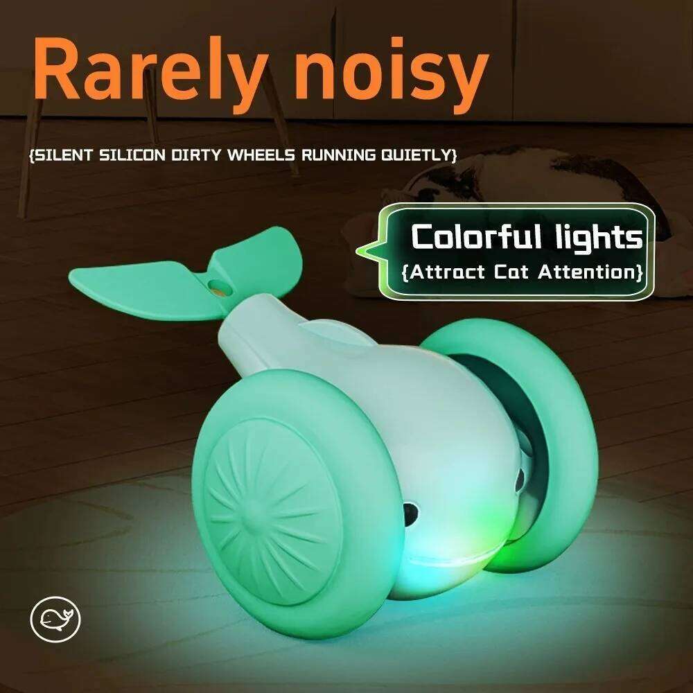 New Interactive Cat Toy Electric Whale Car Automatic Teaser with Intelligent Obstacle Avoidance Pet Toys for Kittens