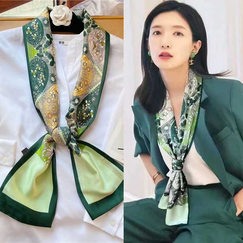 Luxury Design Skinny Silk Scarf Women Fashion Hair Ribbons Headbands Bandana Female Bag Wrist Wrap Neckerchief Foulard Neck Ties Z260330