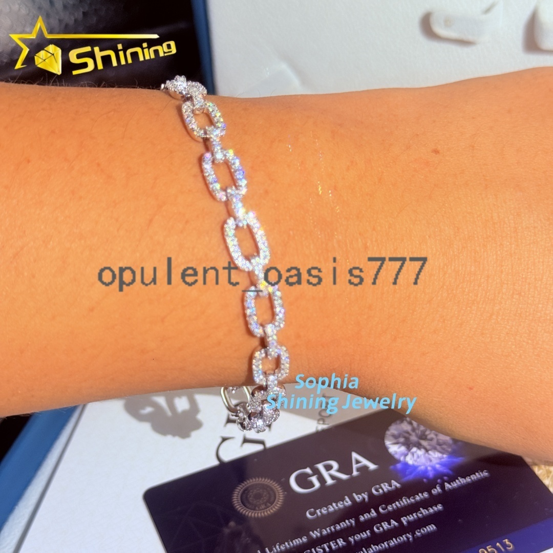 New Arrivals S925 Solid Silver Hip Hop Jewelry VVS1 Moissanite Iced Out GRA Certificate Infinity France Bracelet Men Women