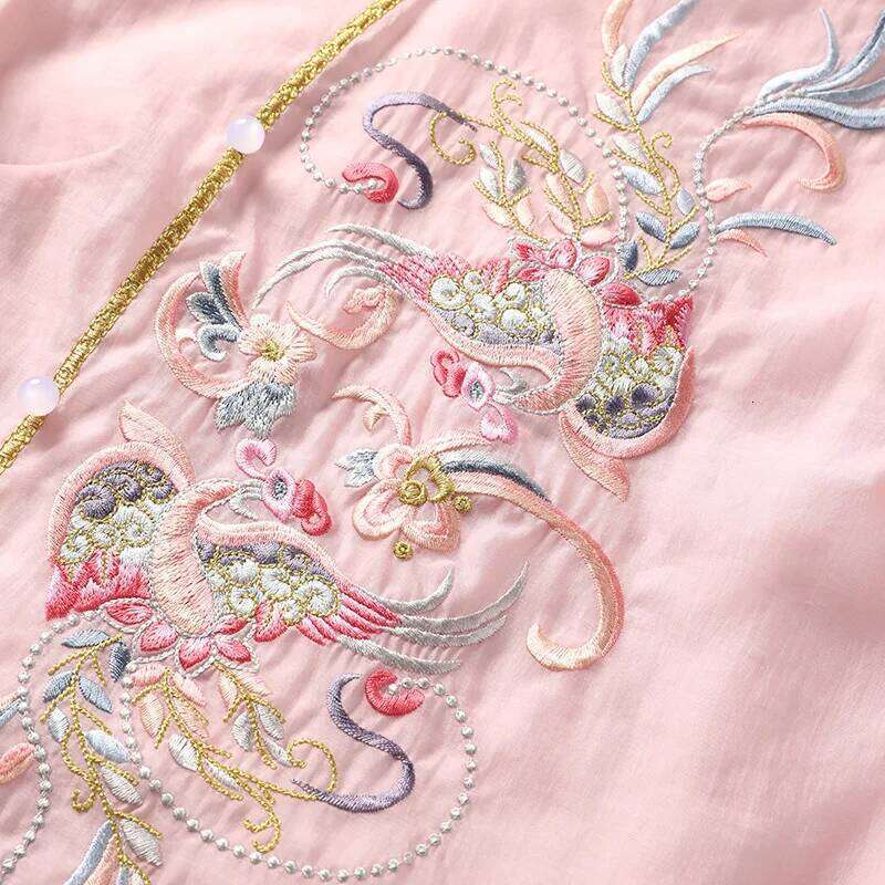 High-End Spring Summer Women Cheongsam Retro Elegant Embroidery A-Line Lady Party Qipao Dress S-Xxl MAKOUFEI