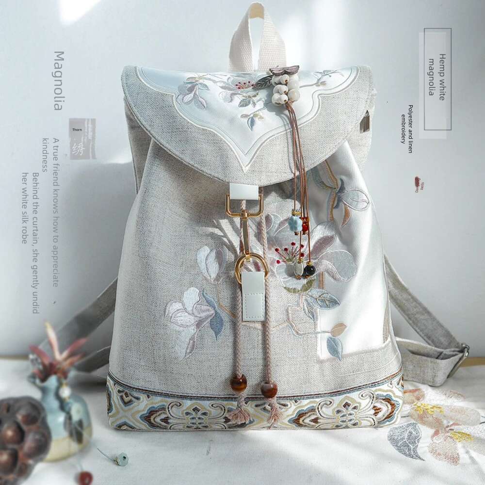 Chinese Embroidery Inch Retro Chinese Style Backpack Handmade Embroidery Canvas Bag With Zipper Laptop Drawstring Rucksack Clutch Bags