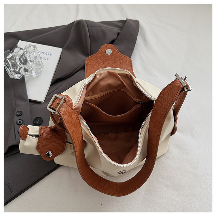 Free Shipping High Value Hobo Bag for Women Nylon Shoulder Bag with Leather Trim Mini Pouch