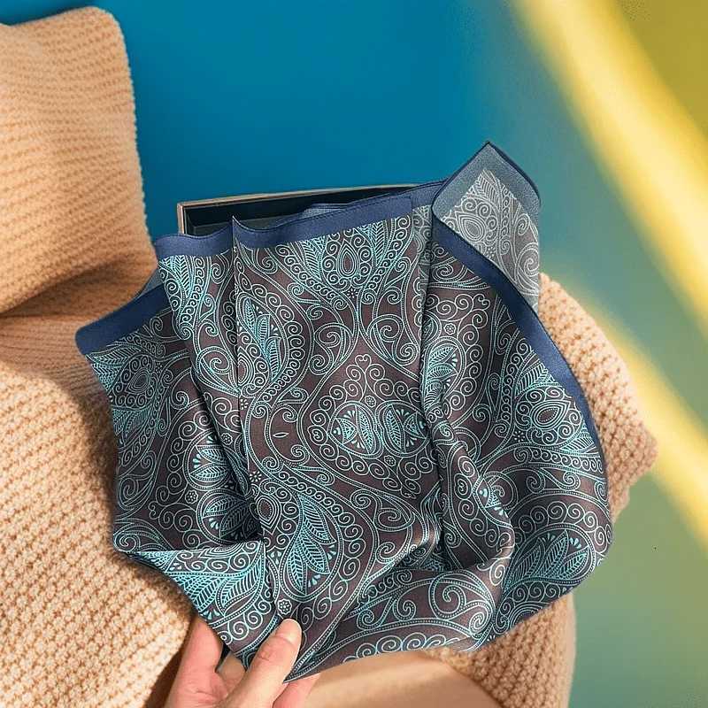 Luxury Brand Paisley Houndstooth Printed Square Scarf Soft Satin Thin Smooth Neck Scarf Sunscreen scarf For Wen Wrap X260328