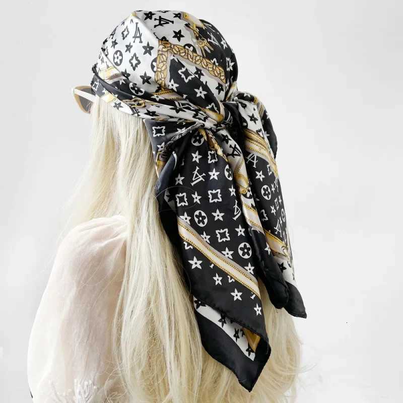 New 90cm Large Square Silk Scarf Wens scarf Printed Satin Middle East Style Fashion Accessory X260328