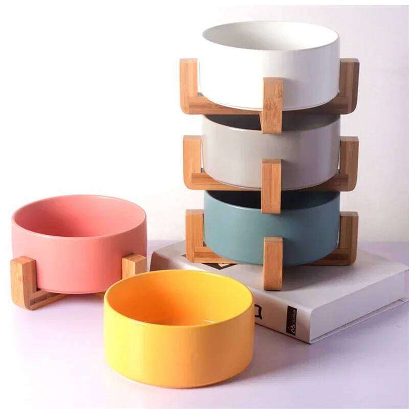 Self-Assembly Ceramic Double Dog 400ML Pet Feeding Bowl Cat Puppy Feeder Product SuppliesFood Water Bowls 26W0330