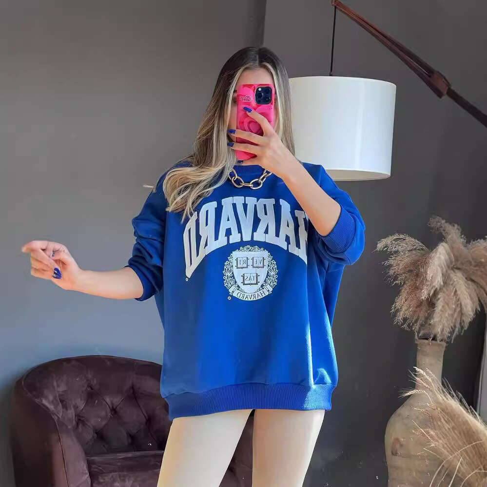 2026 New Cross-Border European and American Women's Fashion Casual Printed Thick Versatile Long-Sleeve Sweatshirt