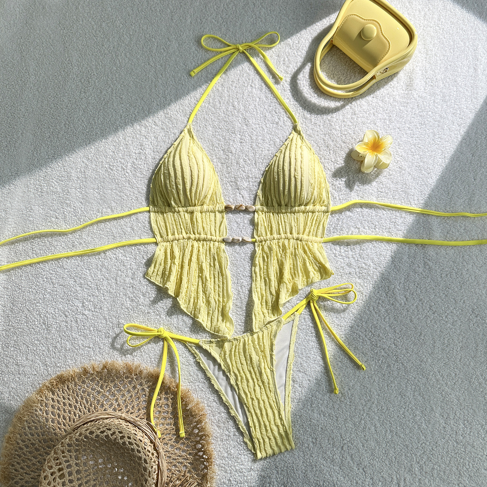 Free Shipping High Value 2026 European and American new style sexy two-piece swimsuit women, solid color bikini, exclusively