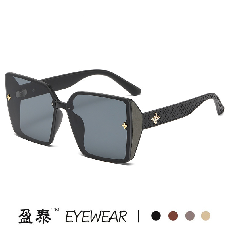 Luxury Brand Designer Sunglasses Four-Leaf Clover Luxury Shiny Sunglasses For Women, Trendy Tiktok Style, Large Frame Sunglasses, Fashionable Light Lu