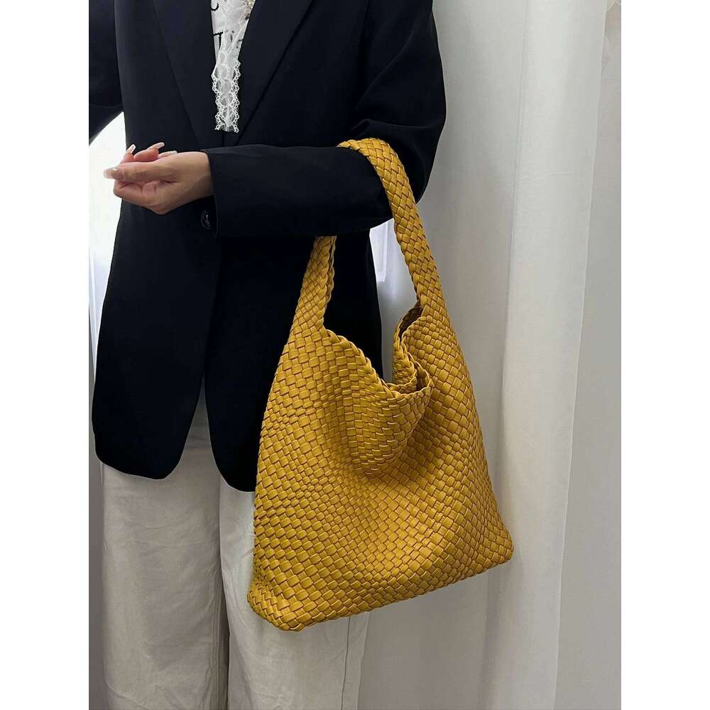 Bags Luxury Designer Shoulder Bag High Capacity PU Leather Hand Woven Women's Handbag