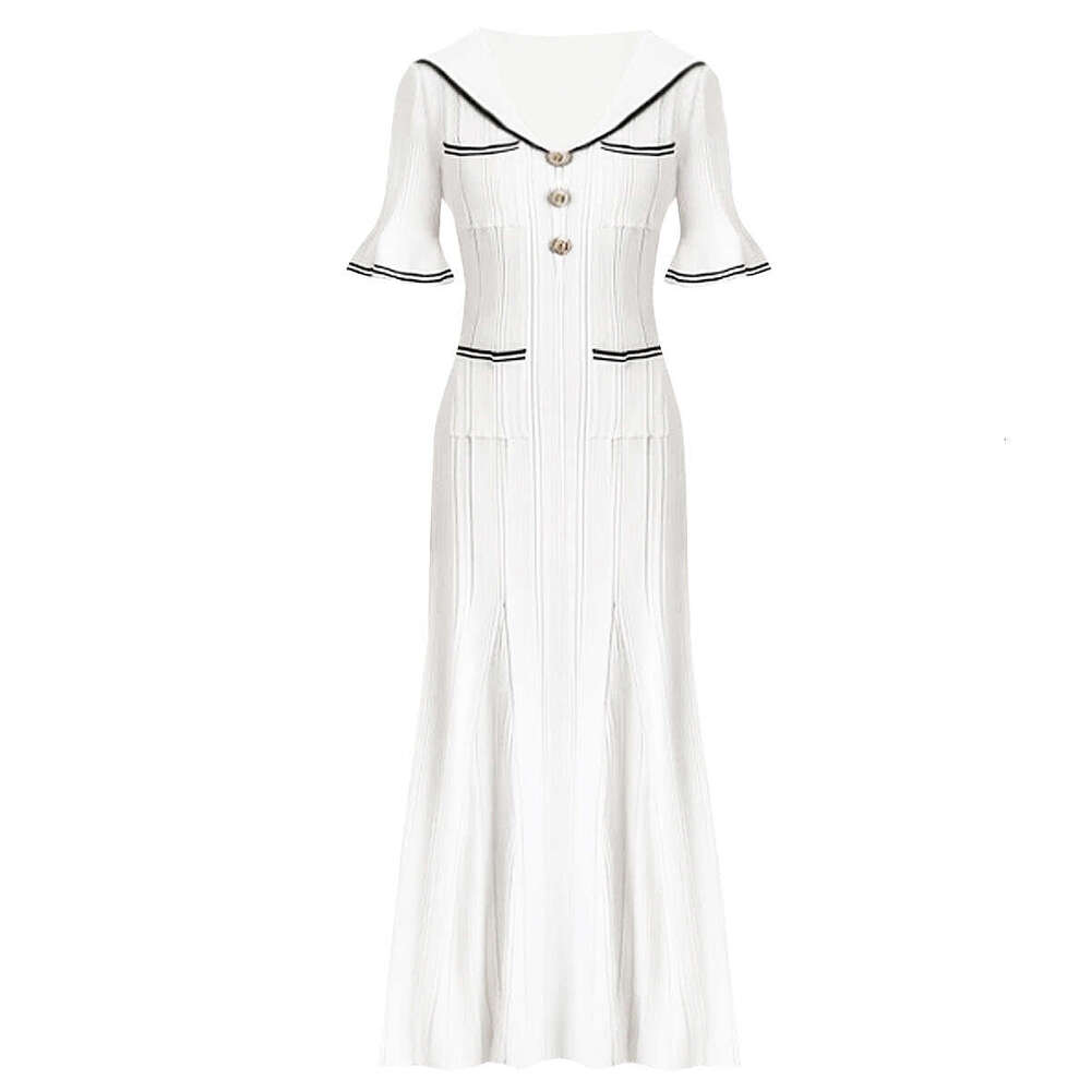 Spring and summer new designer r27 European and American high-quality knitted lapel slim fit women's short r27 sleeved dress 2026