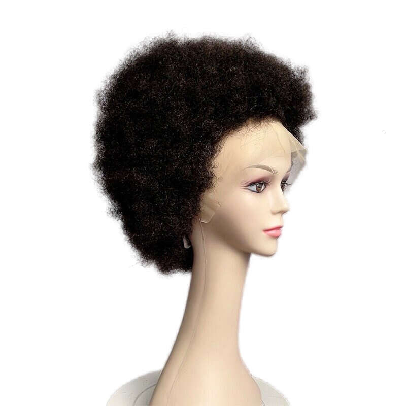 Cross-Border Foreign Trade Lace Front Wool African Caterpillar Short Curly Hair Fluffy Afro With Braided Fringe VMS
