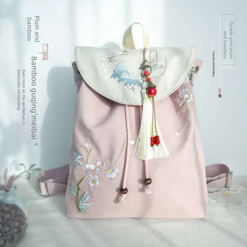 Chinese Embroidery Inch Retro Chinese Style Backpack Handmade Embroidery Canvas Bag With Zipper Laptop Drawstring Rucksack Clutch Bags