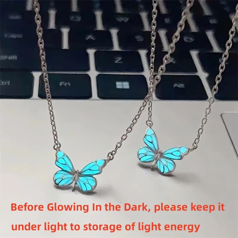 Luminous Butterfly Necklace Glowing Night Fluorescence Vintage Glow In The Dark Pendant for Women Christmas Year Party Gift 260327