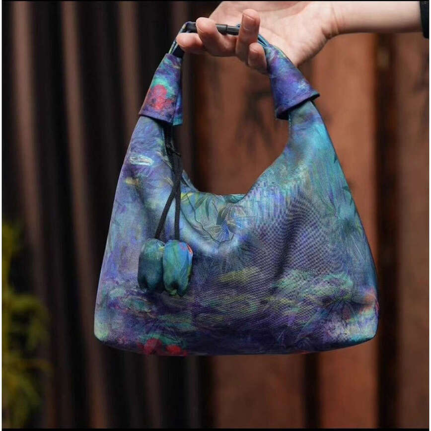 Jin Feng Original Xiangyun Silk Underarm Chinese Style Simple Versatile Crossbody Genuine Leather Bag High-End Gift Handbag Premium Feel