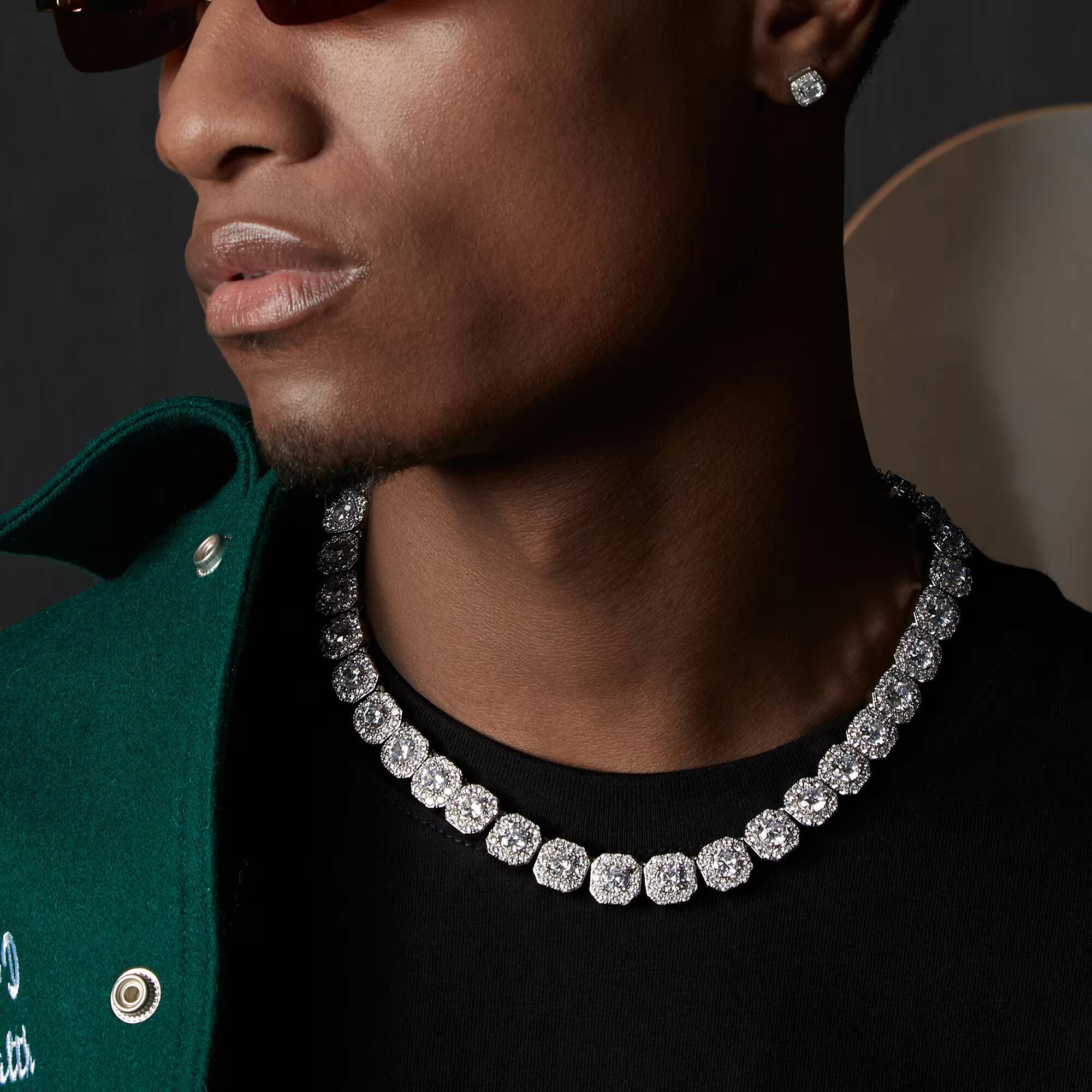 Custom Fashion Rock Candy Necklace Iced Out VVS Moissanite Chain Exquisite 925 Silver Diamond Necklace Tennis Chain Gift