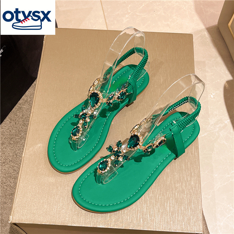 2026 new women's sandals summer new big rhinestone fashion European and American plus size women's sandals casual shoes