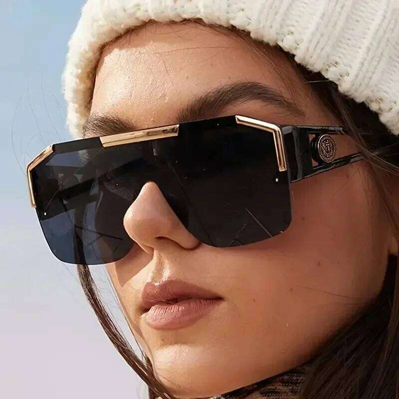 Luxury Big Square Sunglasses Women Brand Designer Retro Blue Sun Glasses For Female Oversized Black Shades Oculos UV400 26Y0330