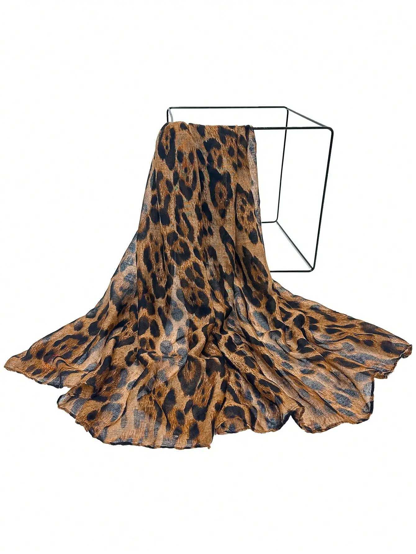 Boho 1pc Fashionable Leopard Print Batik-Style Soft Lightweight Wens Scarf Shawl Suitable For Daily Cmuting Outdoor Wear X260328