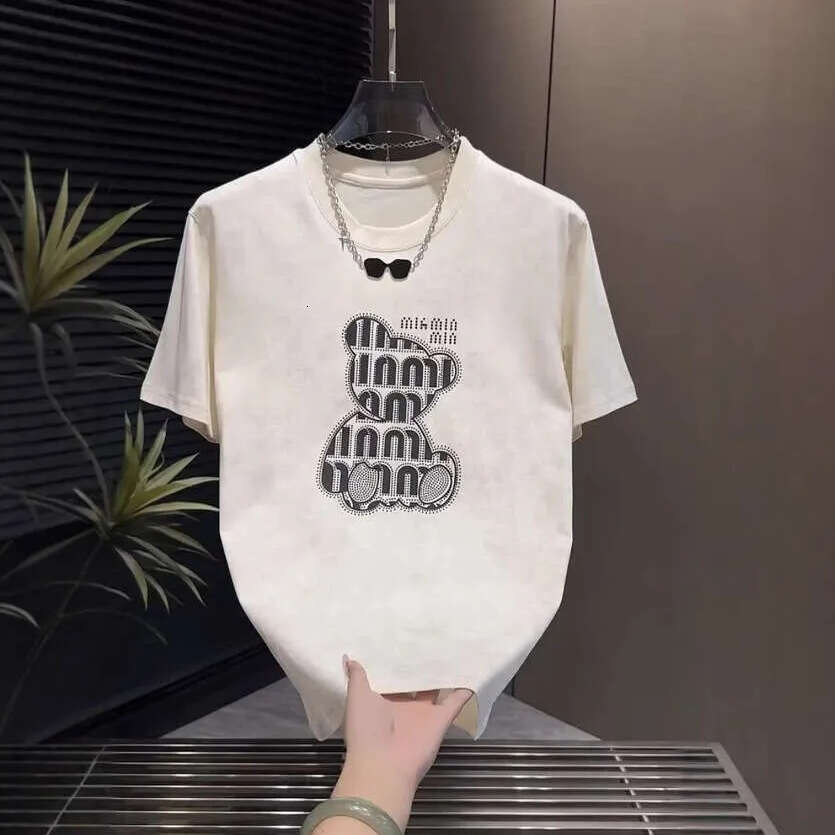 Summer New Fashion Couple Style T-Shirt With Rhinestone Print Round Neck Half Men's Casual Short Sleeve Trend Luanyun Luanyun