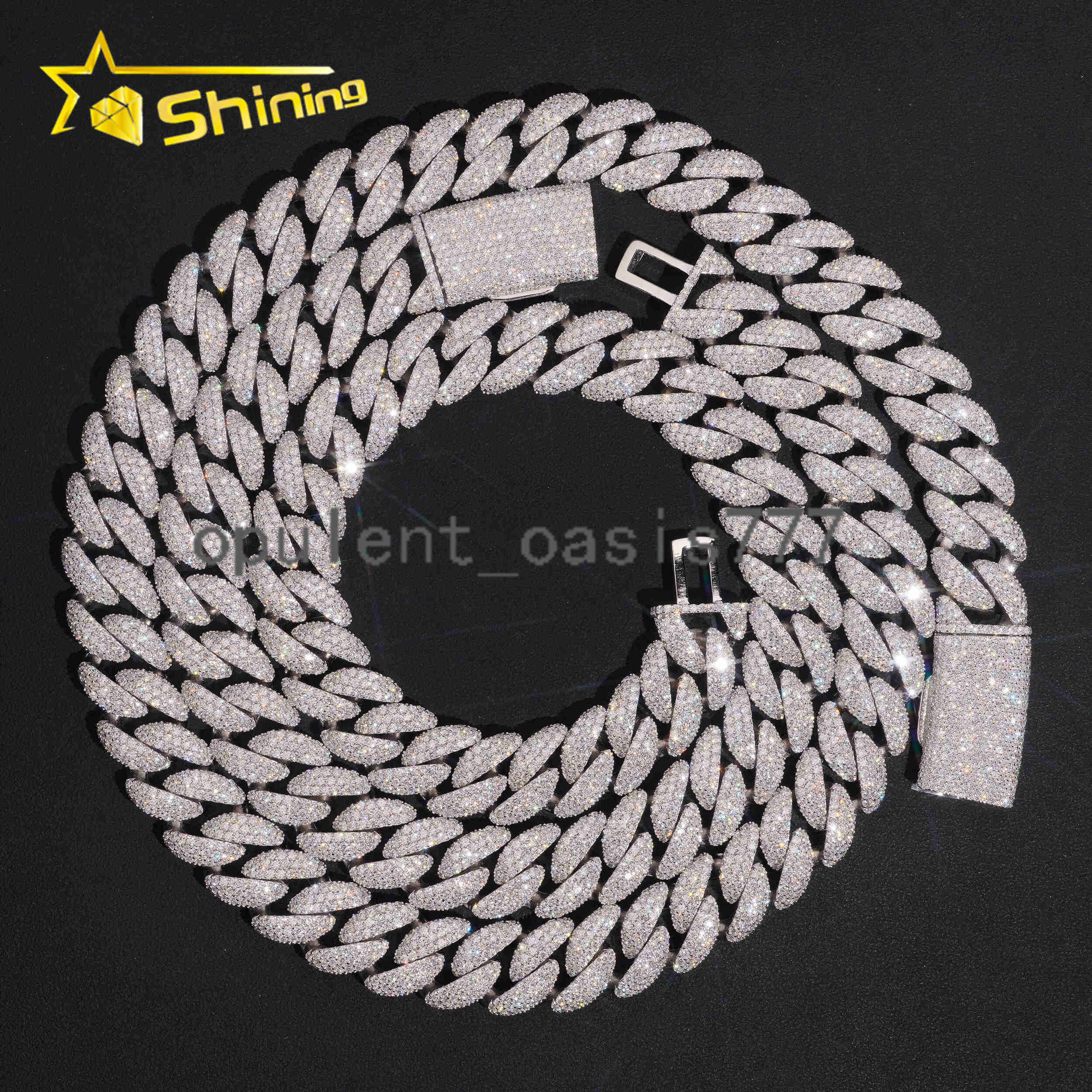 Pass Diamond Tester Iced Out 18mm VVS Moissanite Cuban Link Chain Hip Hop Jewelry Custom Luxury 925 Silver Chain for Men
