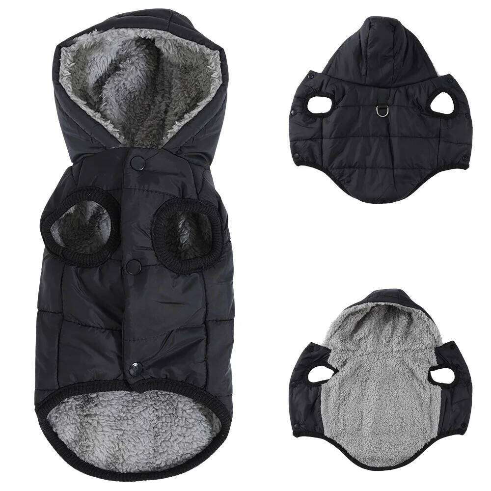 Hoodie Pet Dog Jacket For Small Medium Dogs Winter Warm Puppy with D-ring Waterproof Cat Coat Bulldog Clothing