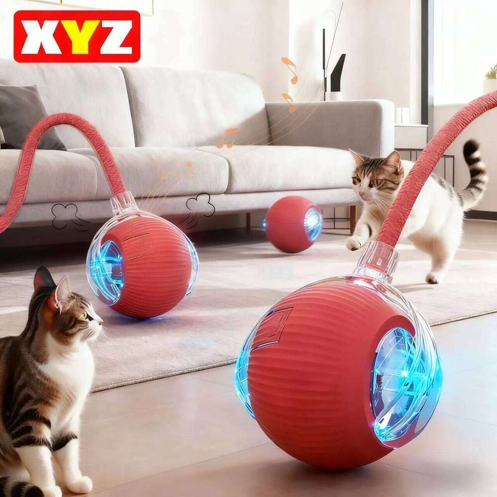 XYZ Interactive Automatic Rolling Ball Faux Tail Rechargeable Smart Pet Electric Toy Dog Cat Training Imitate Mouse