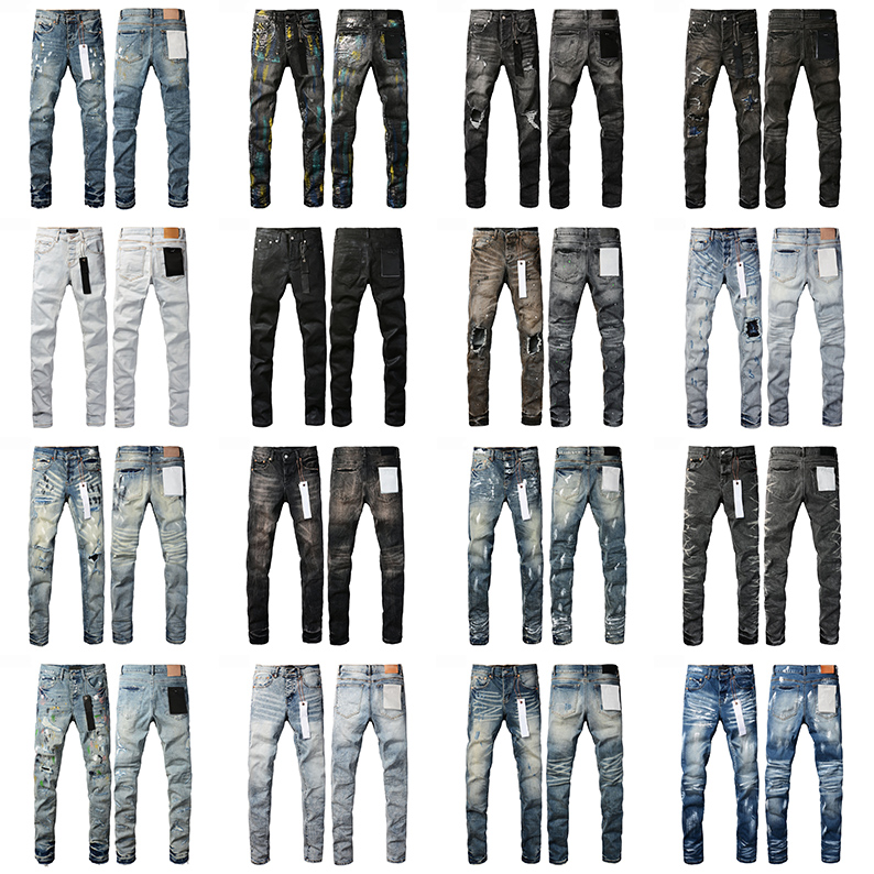 Mens Jeans Designer Fashion Distressed Ripped High Street Denim For Men Black Pants