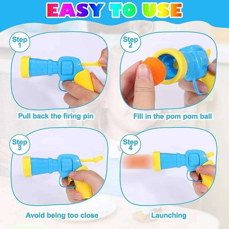 Interactive Cat Launch Training Toy For Kitten Creative Mini Shooting Gun Games Stretch Plush Ball Toys Pet Supplies