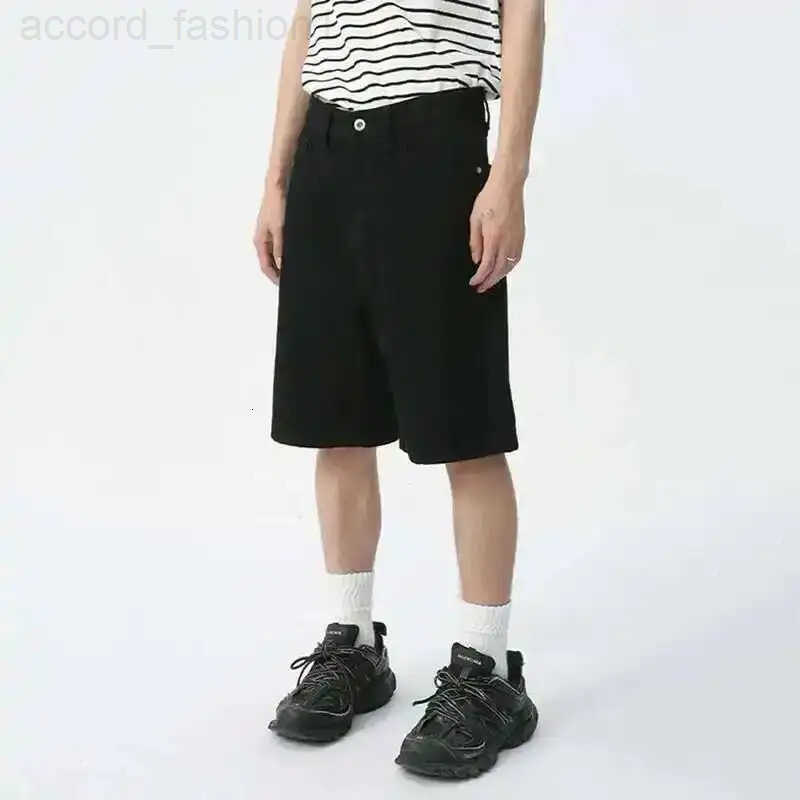 IEFB Spring Summer New Mens Denim Shorts Solid Color Straight Five Points Fashion Trend Middle Waist Casual Short Pants 9A8588 H260330