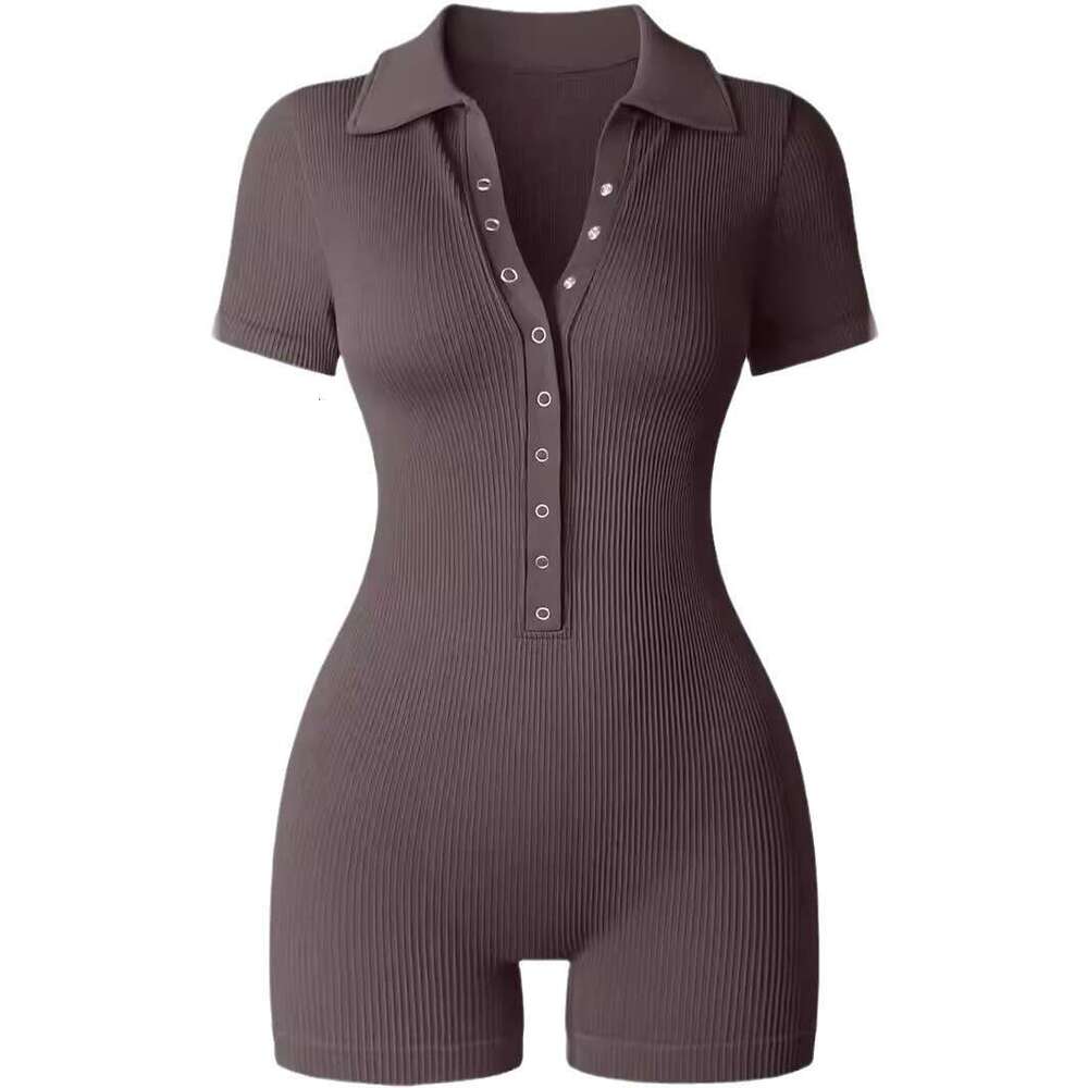 European and American 2026 cross-border women's yoga jumpsuit, ribbed V-neck, elastic waist, sports jumpsuit