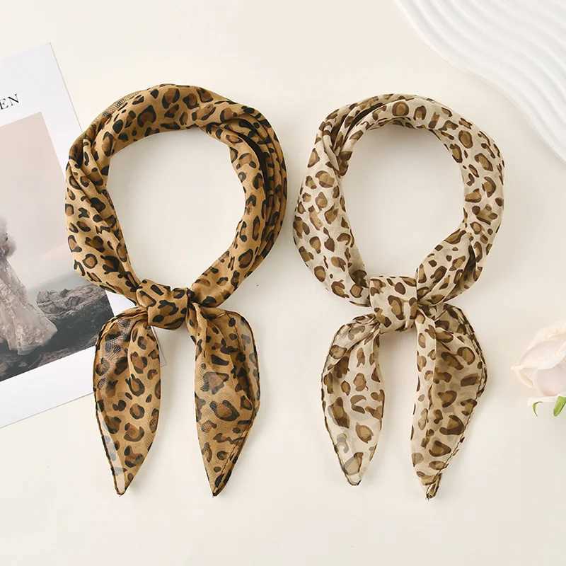 6060cm Small Square Scarf Wen Chiffon Neckerchief Fashion Leopard Printed Floral Handkerchief Hair Wrap Bag Accessories X260328