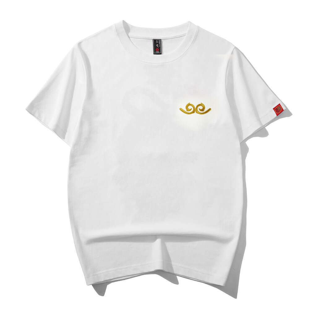 ZHE HAN Qitian Daseong 2024 Spring/Summer New Loose Fit National Trend T-Shirt With Heavy Embroidery, Round Neck, Short Sleeve, Pure Cotton