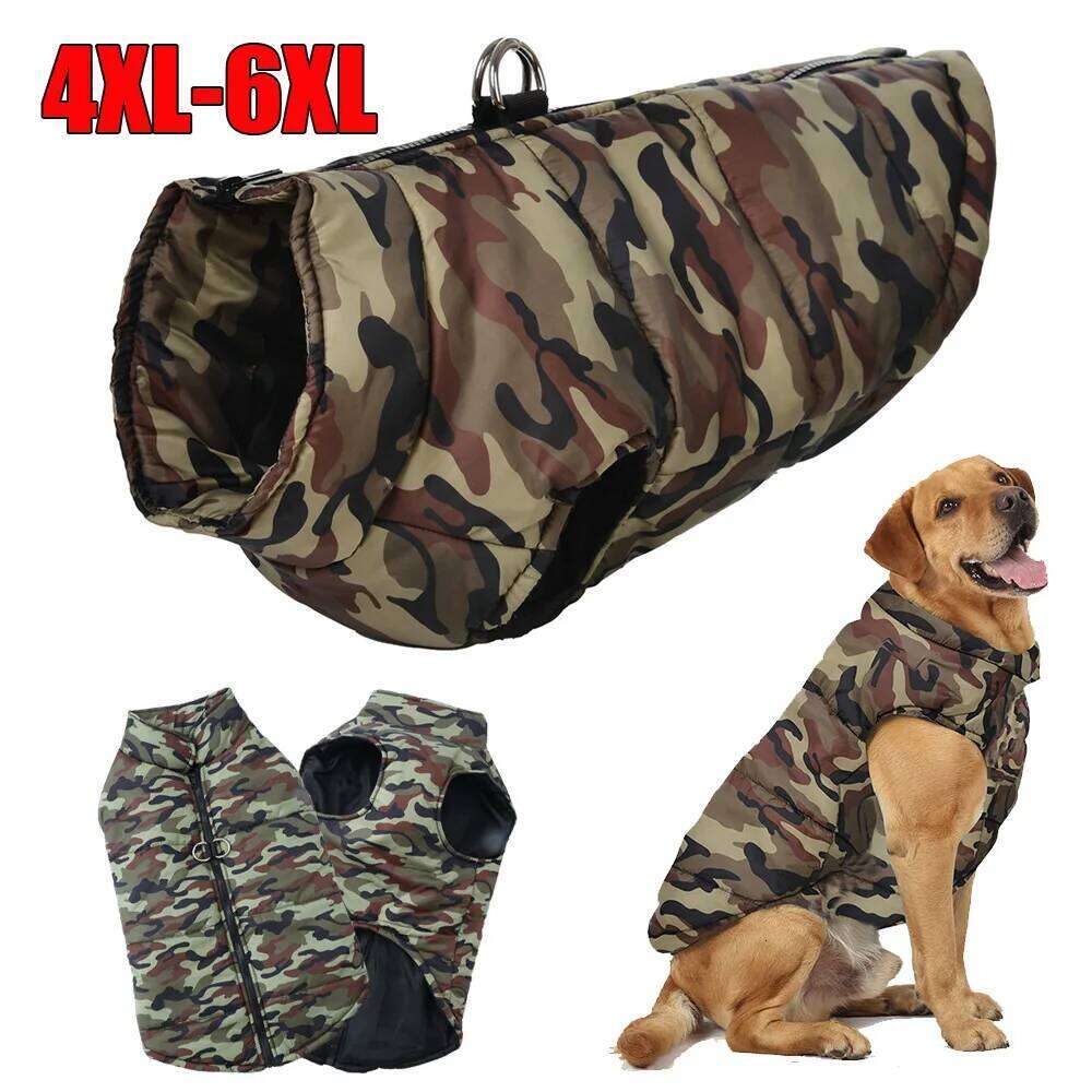 Autumn Winter Dog Jacket Coat for Small Big Dogs Cats Windproof Puppy Camouflage Print Clothes Golden Retriever Pug Pet Clothing